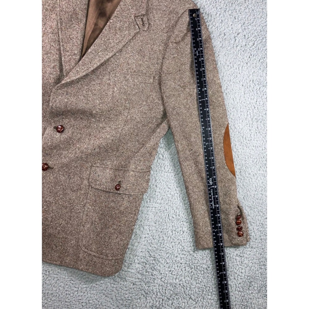 Garrison Park Tweed Blazer Men 44 Elbow Patch Two Button Sports Coat Made In USA - Picture 7 of 11